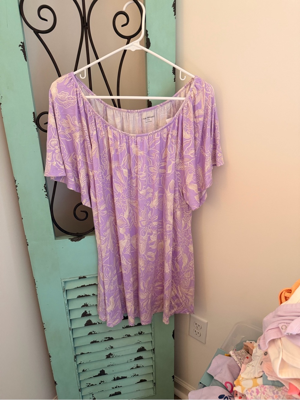 Lane Bryant Lavender Floral Scoop Neck Tunic
